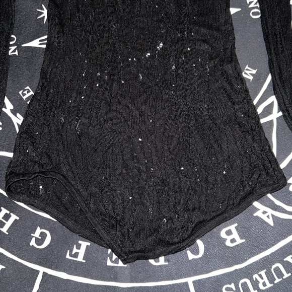 Goth knit/mesh layered asymmetrical top - Picture 4 of 5